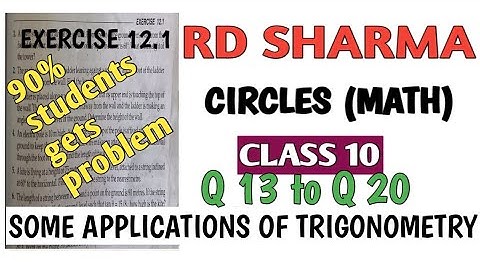 RD Sharma class 10 Ex-12.1|| height and distance|| chapter 12 math Rd Sharma|| maths || cbse board