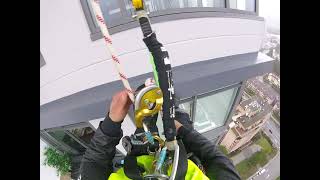 Transferencia de cuerdas/ rope transfer (Rope access) Vancouver; Canada  Torre Hensley