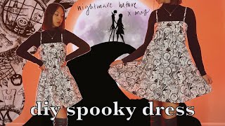 DIY EASY Halloween Dress - Nightmare Before Christmas // perfect for spooky szn! (no pattern needed)