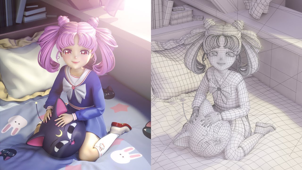 🌙 Chibi moon - 3d modeling anime girl in Blender 3 - YouTube