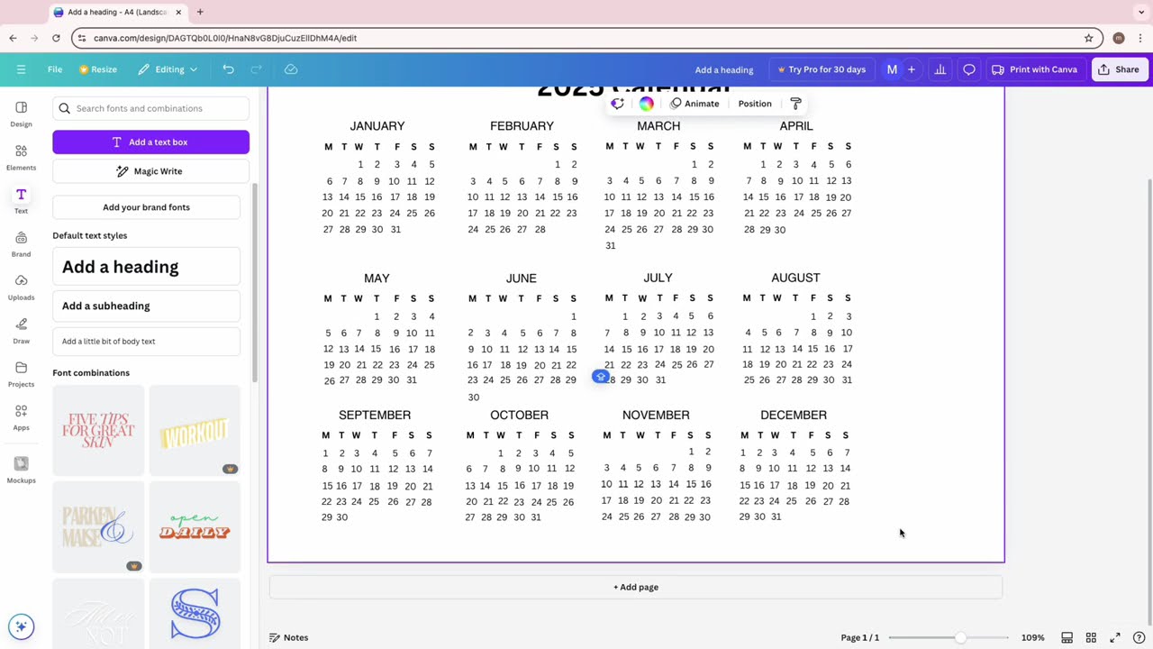 Make 2025 Calendar in Canva | Easy DIY Tutorial for Beginners