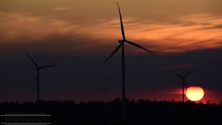 Wind Turbines at Sunset Time-lapse