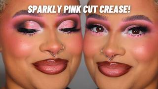 PINK SPARKLY CUT CREASE EYESHADOW TUTORIAL