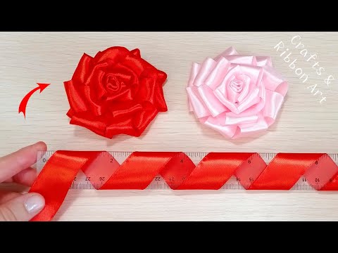 Super Easy Ribbon Rose Making Ideas - Amazing Trick with Scale - DIY Ribbon Flowers