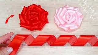 Super Easy Ribbon Rose Making Ideas  Amazing Trick with Scale  DIY Ribbon Flowers