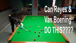 147 Snooker Maximum Break Using Pool Cue!! Can Reyes & Van Boening Do This
