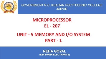 Microprocessor (EL - 207) Unit - 5, Part - 1 by Neha Goyal from RC Khaitan, Jaipur