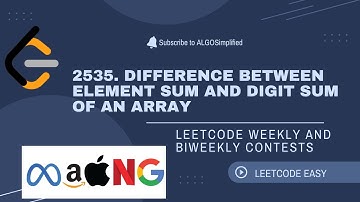 2535. Difference Between Element Sum and Digit Sum of an Array || LEETCODE WEEKLY CONTEST