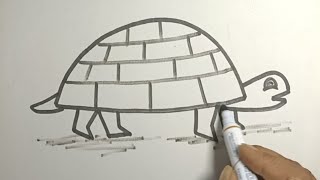 Draw A Tortoise Or Turtle From Letter D | Sketch Book Easy