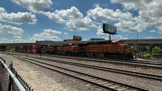 BNSF #7367 Leads EB Stacktrain with H1 Dash 9 Trailing. Kansas City, MO 7/11/26
