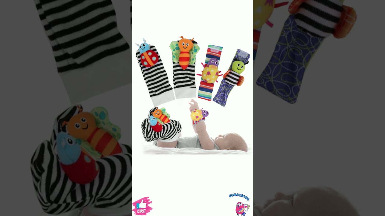 ANIMAL SOFT BABY SOCKS, TOYS WRIST RATTLES FOR NEW BORN BABY, [WRIST+SOCKS,MULTICOLOR]