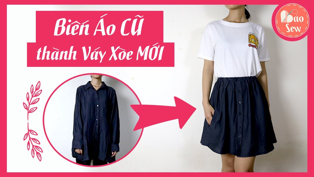 OldToNew2 Biến Áo Cũ Thành Chân Váy Xòe Siêu Trẻ Trung  Make old shirt  to cool spread skirt  YouTube