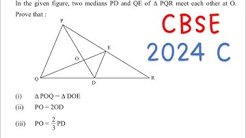In the given figure two medians PD and QE of triangle PQR meet each other at O.