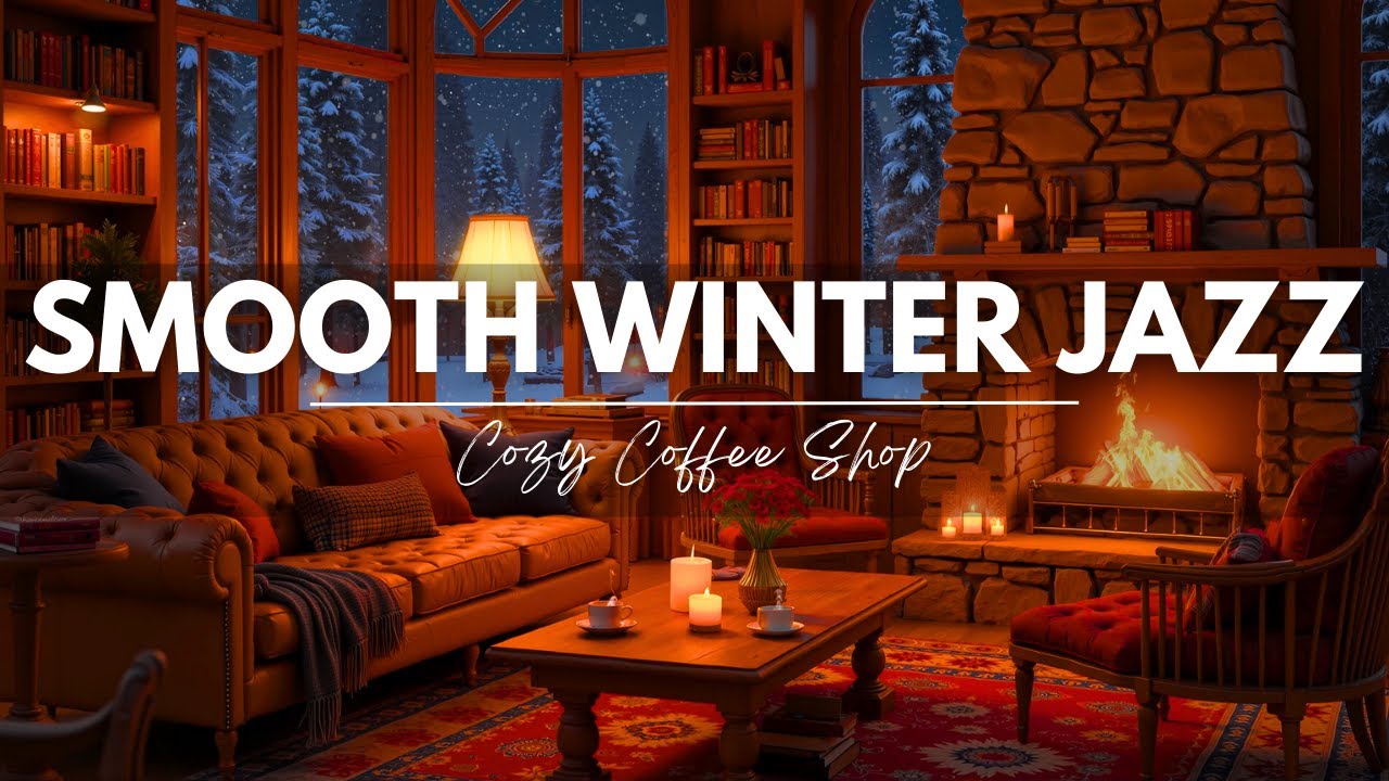 Cozy Winter Coffee Shop Ambience ☕ Smooth Jazz Background Music ⛄ Perfect for Studying and Work
