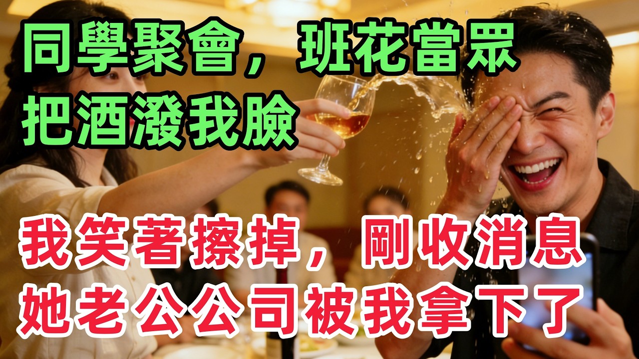 同學聚會，班花當眾把酒潑我臉上，我笑著擦掉，剛收到消息，她老公的公司被我低於市場40%的價格拿下了？！「情感故事」