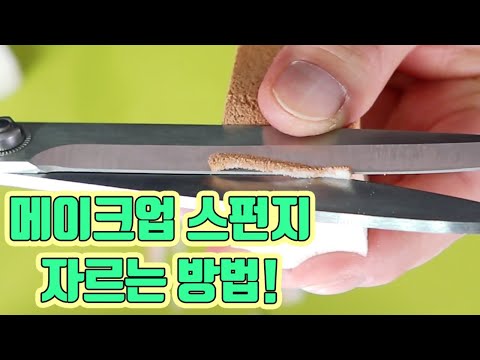 [ENG/SPANISH] 메이크업 스펀지 자르는 방법! [허벌뷰티] Cutting open a Real Techniques Sponge!