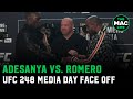 Israel Adesanya's watch catches Yoel Romero's attention during face off | UFC 248 Media Days