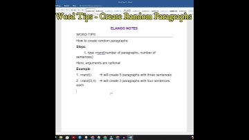 Word Tips: Shortcut to create random text or paragraphs in word #shorts