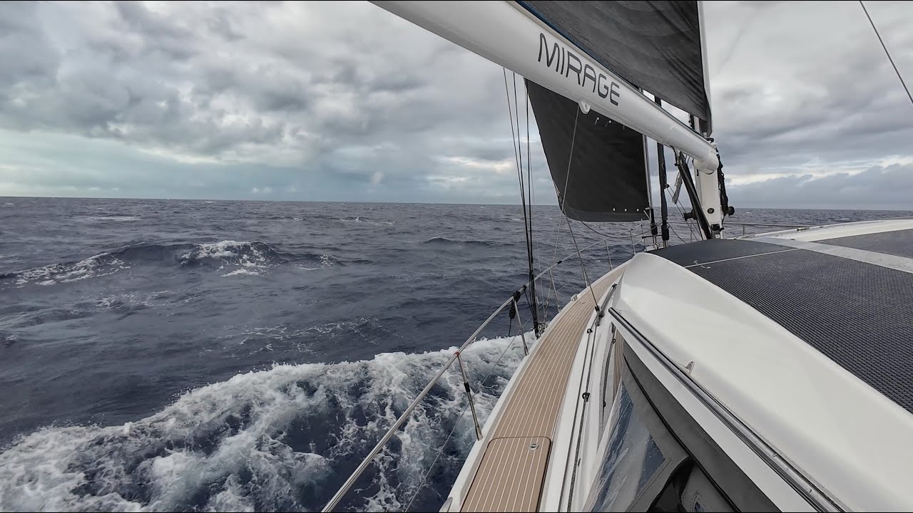 35+ Knots Downwind to the Exumas. Wild sail from Long Island - big swell & a challenging Exumas Cut.