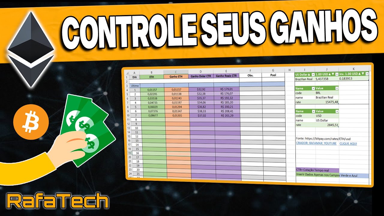 COMO CONTROLAR SEUS GANHOS DA MINERAÇÃO (ETH - BTC - USD - BRL)