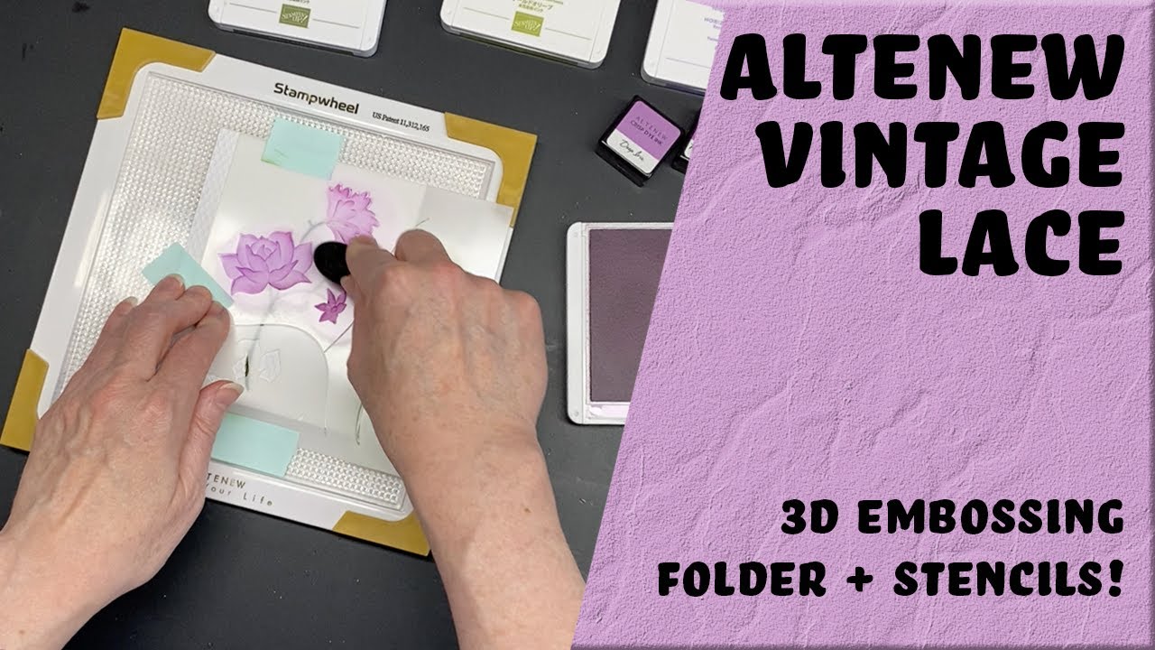 3D embossing folder Plus Layering Stencils! Altenew Vintage Lace - YouTube