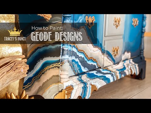 How to Hand Paint a Geode Agate Design on Furniture LIVE (Part 3 of 3) | Tracey's Fancy