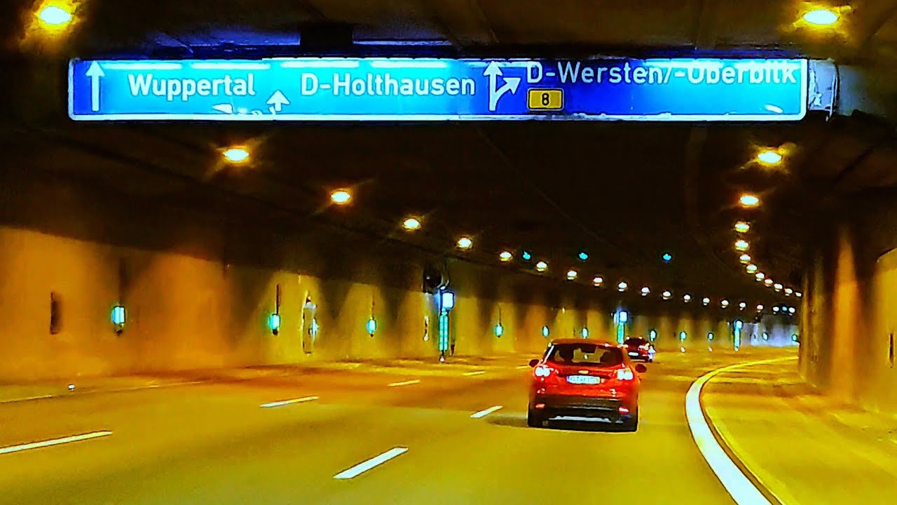 POV | Autobahn Germany | Driving Into Medium-Long Tunnel on A Perfect Sunny Day 