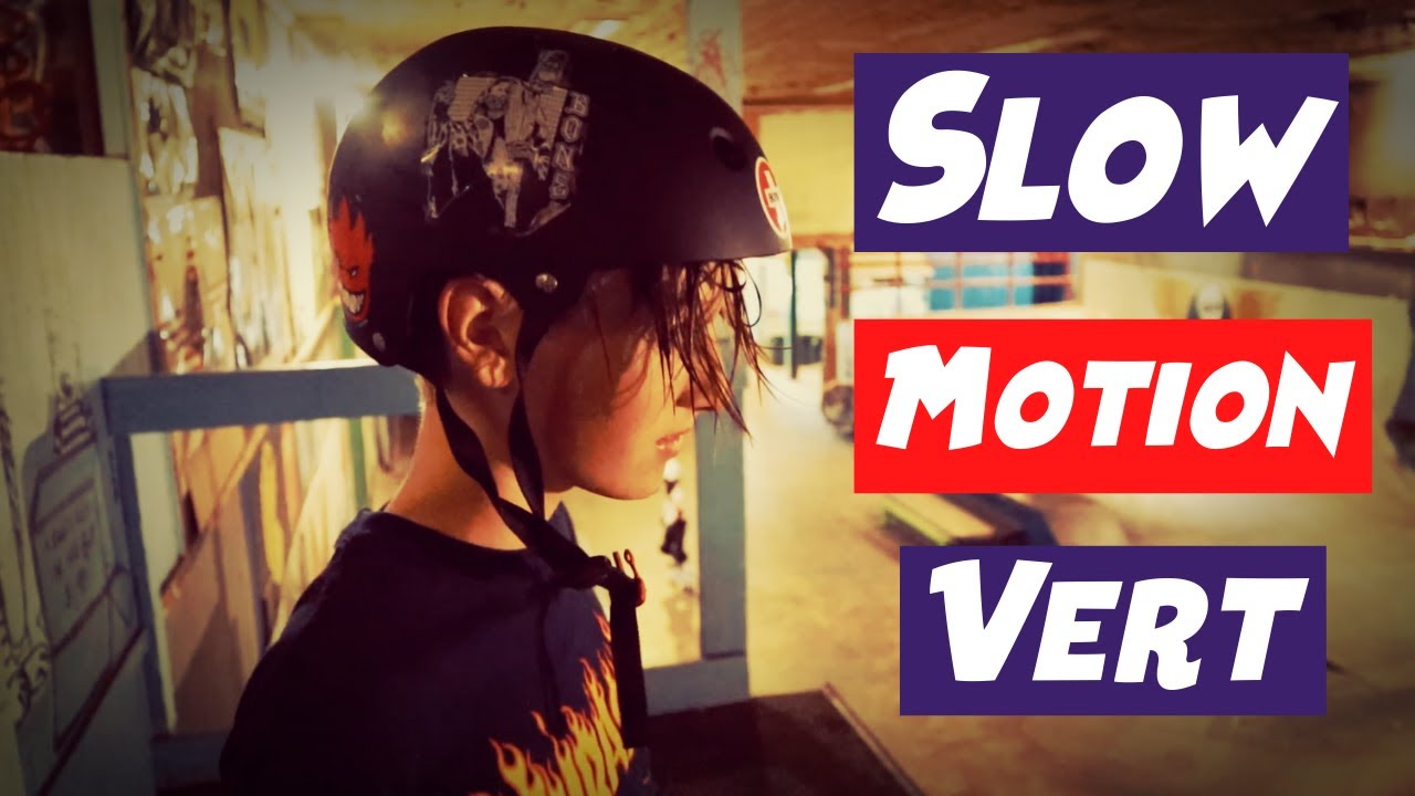 Slow Motion Vert / Skateboard session Backside Air over coping ...