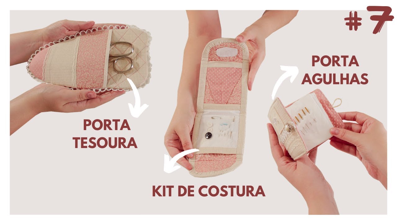 3 IDEIAS COM RETALHOS - Porta tesoura, agulheiro e kit costura ... ESPECIAL COSTURICES DE ATELIE #07