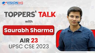 Toppers Talk Mr Saurabh Sharma Air 23 Upsc Cse 2023