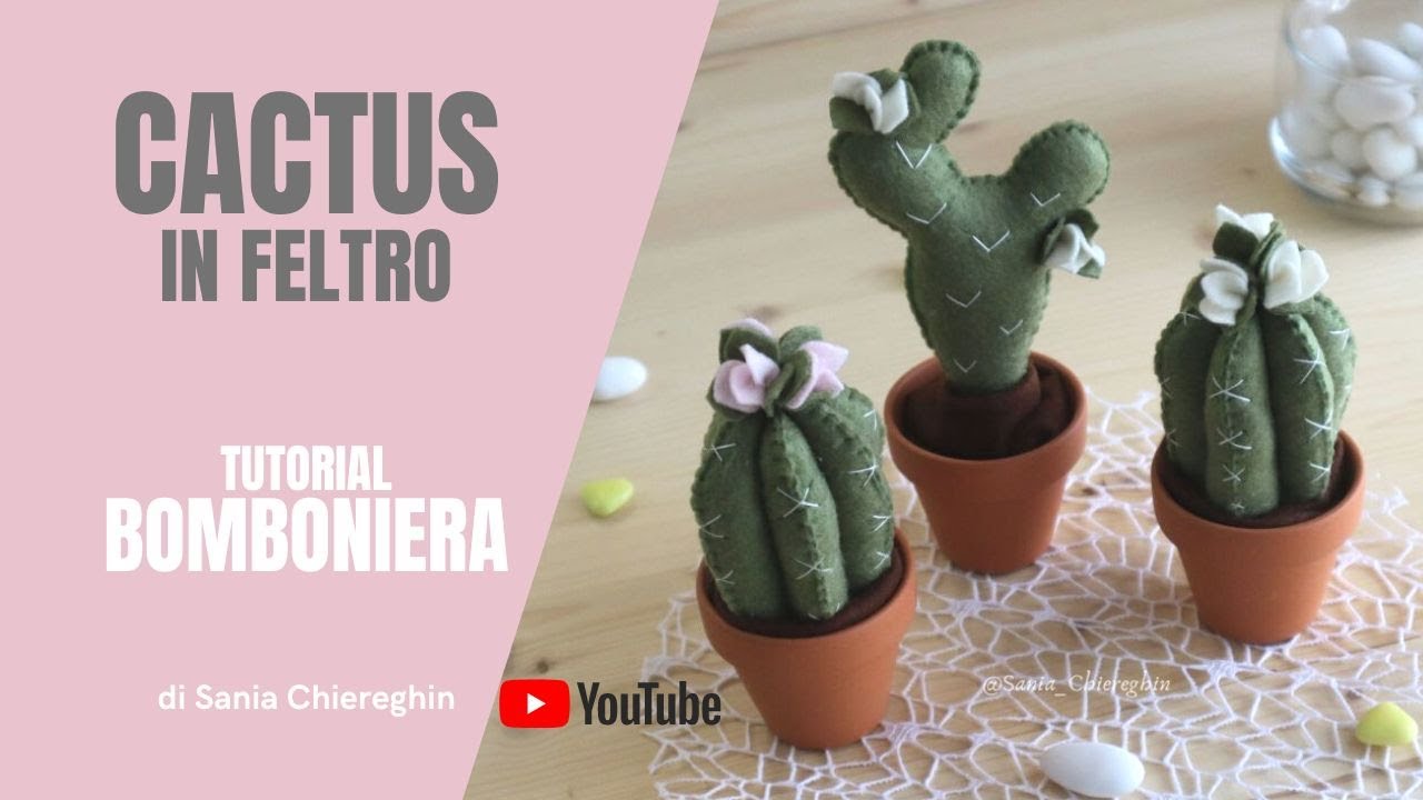 Cactus in feltro - idea Bomboniera fai da te - cuciture a mano semplice e veloce.