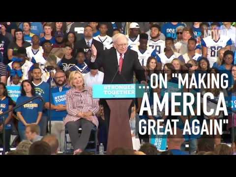 Video: Warrenas Buffetas Slamsas Donaldas Trumpas Klintono ralyje