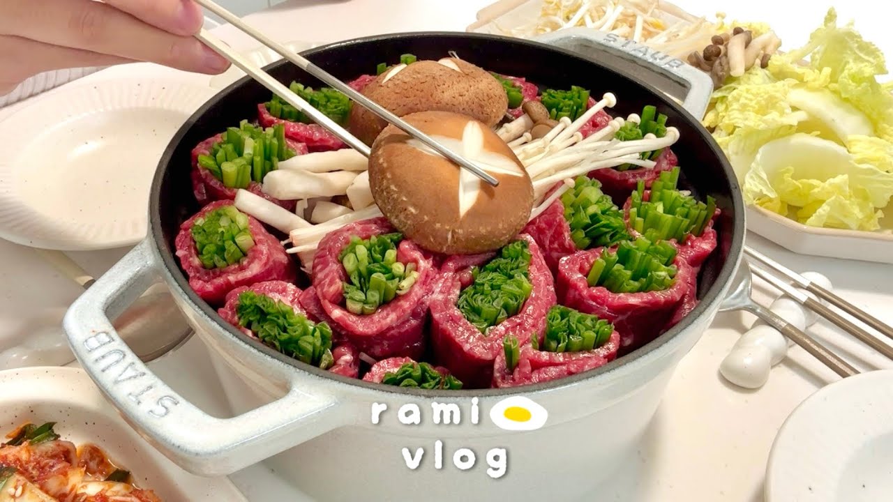 (sub)신혼 vlog | 다양하게 만들어보는 집밥✨ / 라이스페이퍼 요리 (소고기 부추말이,떡볶이,마라샹궈,삼겹살 덮밥)