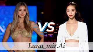 [4K60] SlowMotion 1 vs 2 model fashionweek bikini Runway catwalk fashion recommend popular