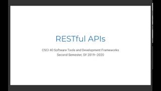 Lecture 24 - RESTful APIs
