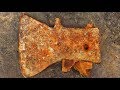 Restoration the old ax | Antique construction tools | Restore metal ax