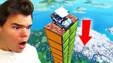 HOW FAR Can A Car FLY In FORTNITE?! (Fortnite Mega Ramp)