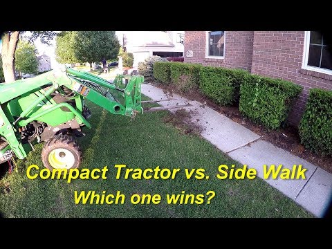Watch It Bounce!Removing Concrete Patio and Sidewalk with Compact Tractor & Pallet Forks