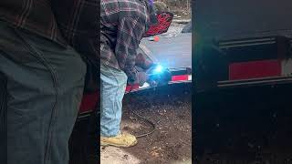 Mig welding on the equipment trailer