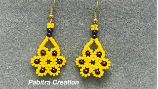 Beaded Flower Earrings || How to make Easy Beaded earrings || Diy Earrings