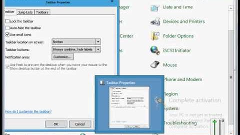 How to change to icon size in the taskbar in Windows 8