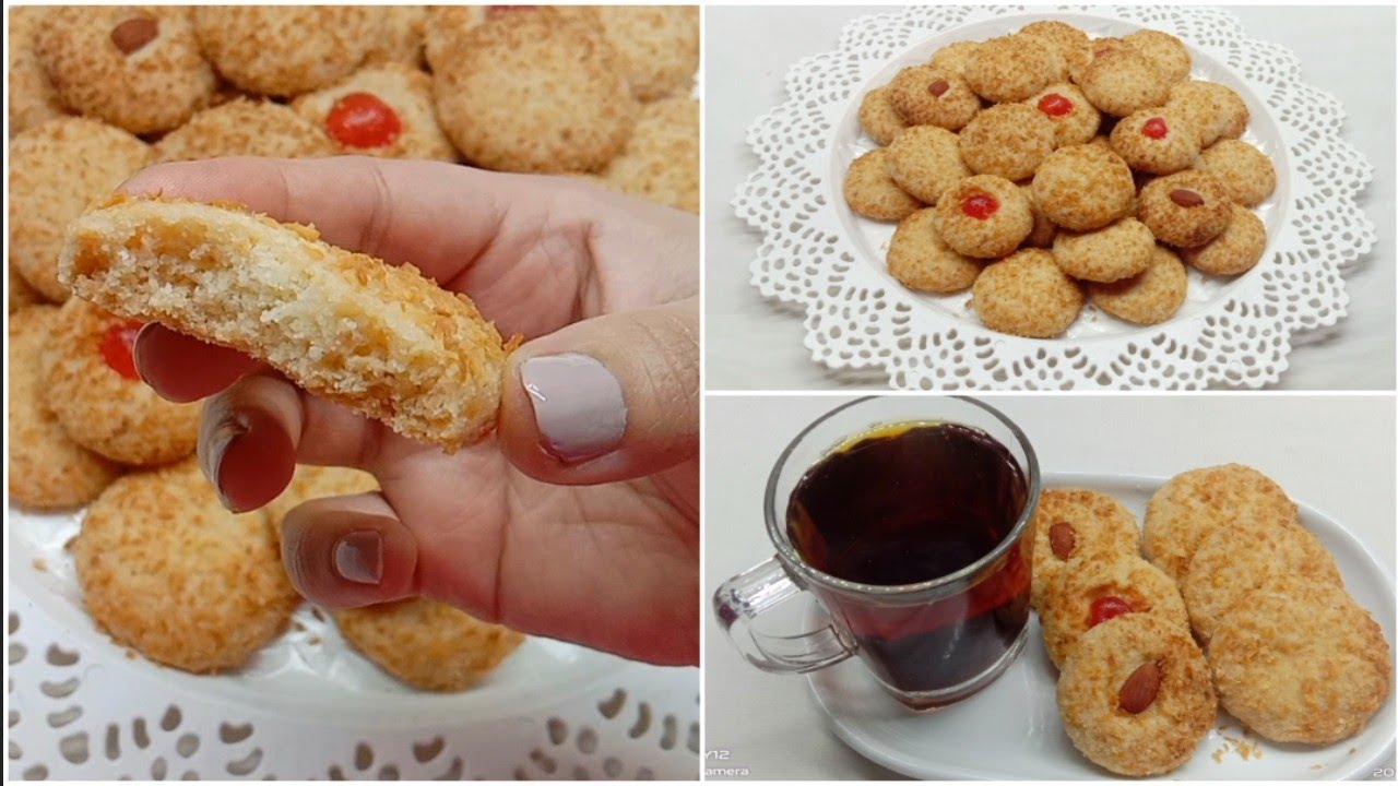 بسكويت جوز الهند صيامي بدون بيض او سمنة أو حليب هش وبيدوب في الفم | حلويات صيامي|مطبخ مريومة