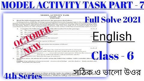 Class - 6 English (ইংরাজী) Model Activity Task Part - 7 (New) October // WBBSE @ Bengali Education