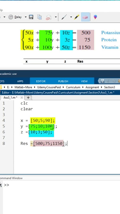 Solve system of linear equations in MATLAB  #math  #matrix #Matlab #numerical_analysis