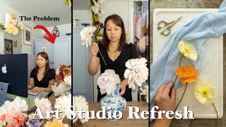 Distracting Background In Her Zoom Calls FIXED! | Paper Floral Artist Studio Makeover | Studio Org