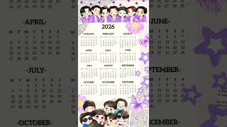 2026 calendar bts || 2026년 캘린더 BTS || ♡_슈루티_🇰🇷_아란냐_♡ || #bts #btsshort #btsarmy