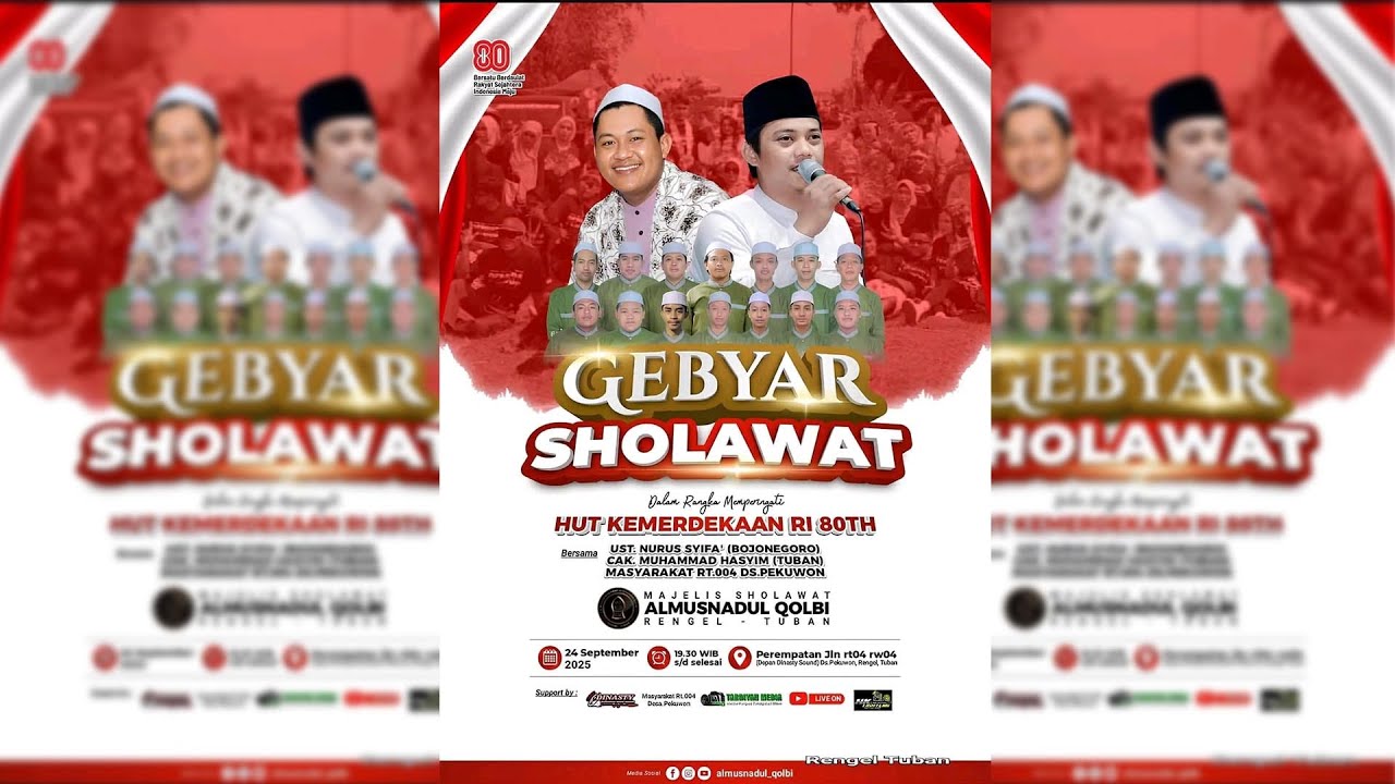 🔴(LIVE ) GEBYAR SHOLAWAT Dalam Rangka Memperingati HUT RI Ke-80 II RT 004 Ds. Pekuwon