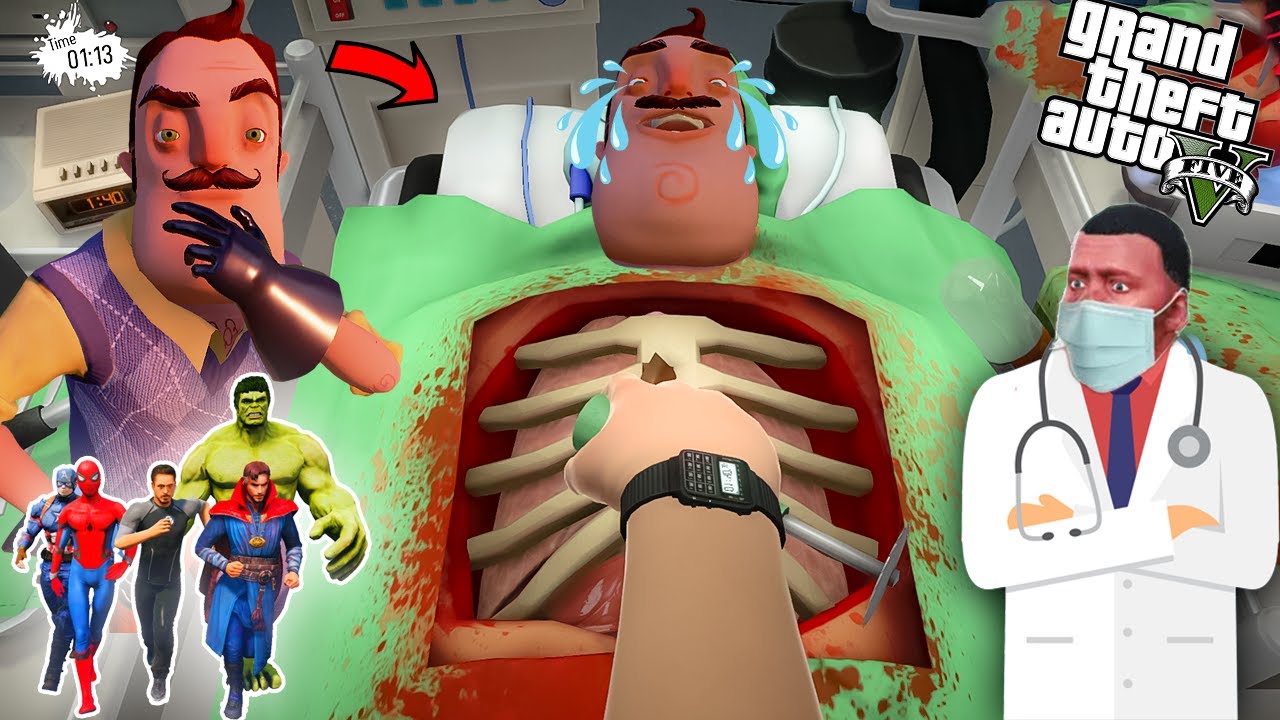 Franklin Doing Operation for Save Hello Neighbor Uncle Life in GTA 5 | Operation for Hello Neighbor