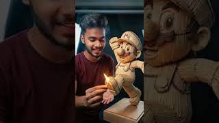 matchstick se banaya super mario game carecter ko