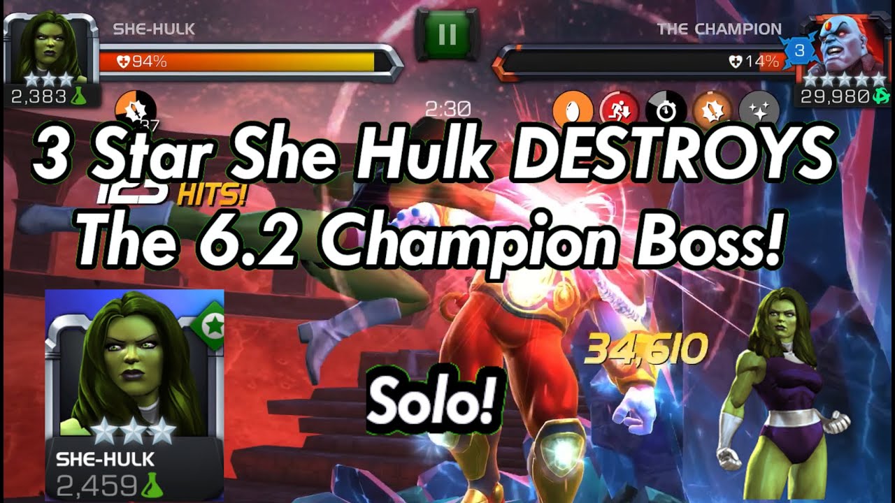 3 Star She Hulk DESTROYS the 6.2 Champion Boss! Convention Clash Solo!